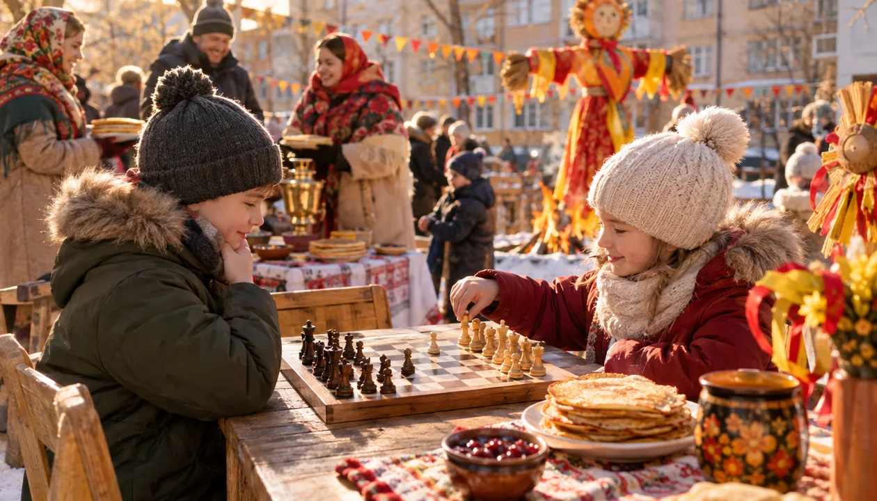 Шахматы во дворе: как вписать игру в масленичный праздник
